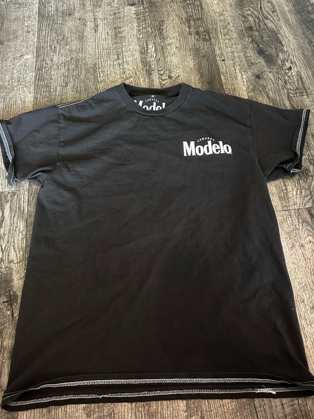 Modelo Black Short Sleeve Tee with White Logo